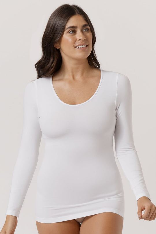 Womens breathable Long Sleeve Top 3pk | Bella Bodies Latvia | White